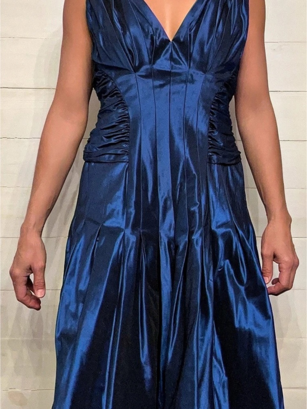 Tadashi Collection Ruched Maxi Dress in Blue Size 8 Like New
